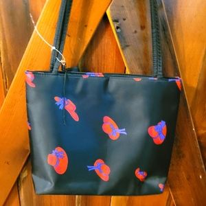 Red Hat Society Black red & purple tote purse with Change Purse and zipper close